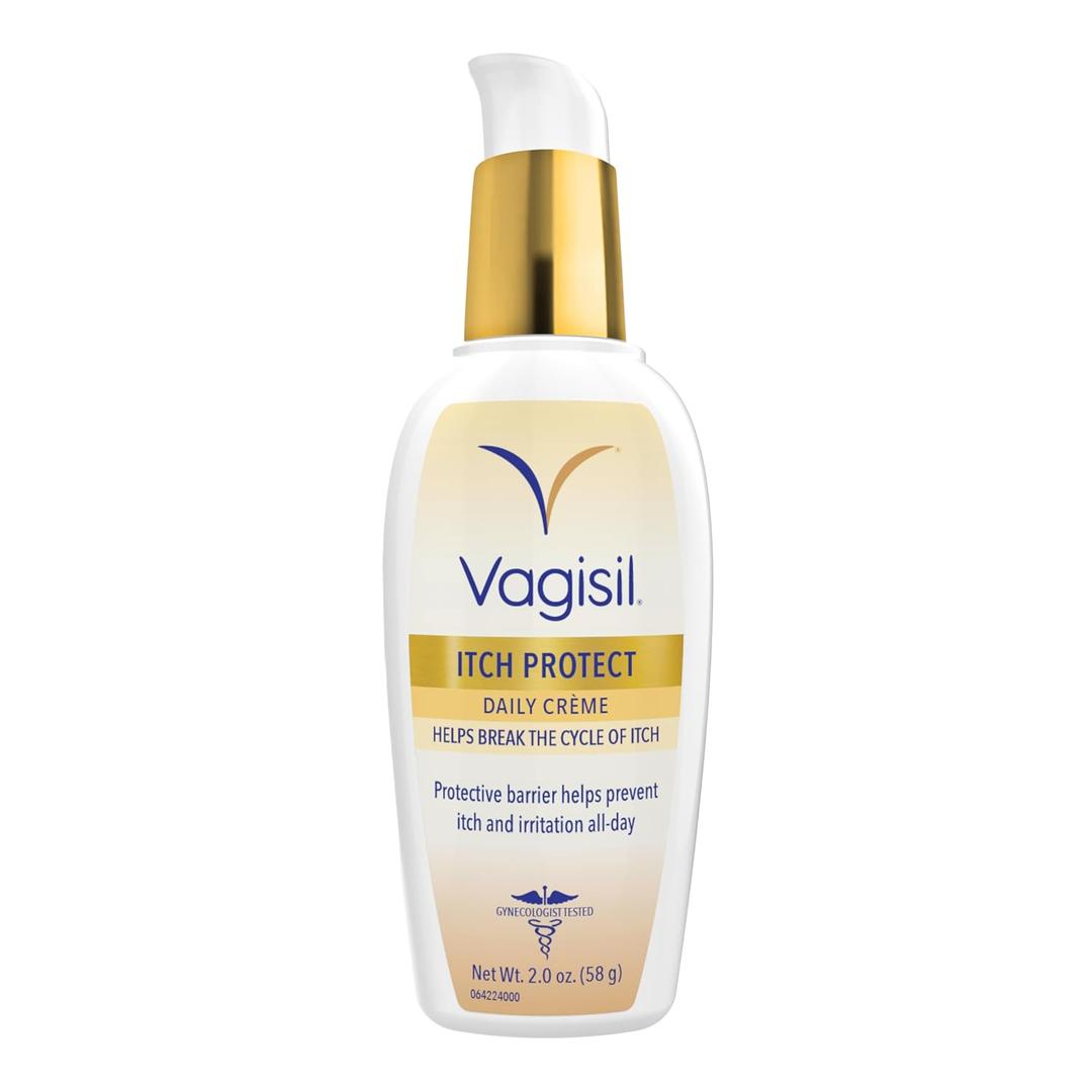 Vagisil Itch Protect Daily Creme with Prebiotic Oatmeal, Fragrance-Free Protective Formula with Shea Butter and Sunflower Oil, pH Balanced Fast-Absorbing Moisturizer, Hypoallergenic, 2 oz