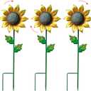 WAIU Metal Sunflower Flower Garden Stakes, Wind Catcher Spinner Garden Stakes, Garden Windmill Stakes Outdoor Wind Catchers, Yard Decor Stakes, Set of 3