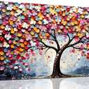 Zoyotago Large Canvas Wall Art Colorful Flower Tree Picture Gray Backgrounds Canvas Prints Ready to Hang for Bedroom Living Room Size 20x40