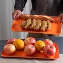 Vintage Melamine 17" x 10" Serving Platters for Serving Food, Set of 2, 100% Melamine Large Rectangle Serving Trays Sets for Fruit, Appetizer, Dessert, Home and Party Use. Orange