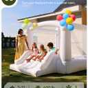 White Bounce House with Slide, Inflatable Bouncy House for Kids 3-12 w/Ball Pit, Outdoor & Indoor, Bounce Area 8'x8', Capacity 400 lb, Medium