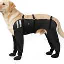 COODEO Dog Socks for All 4 Paws, Waterproof Non-Slip Easy to Wear, Licking Prevention Paw Protection, Durable Warm Salt-Resistant, for Rain Snow Post-Surgery Wound Care Daily Use (Black, XL)