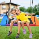 Hapfan Swing Sets for Backyard with 45" Platform Saucer Swing and Belt Swing, 440 lbs Swingset Outdoor for Toddler and Kids 3-8 Backyard NEVER OPENED