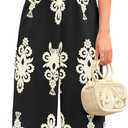 PRETTYGARDEN Women's Summer Boho Jumpsuits One Piece Beach Vacation Outfits Spaghetti Strap Wide Leg Pants Rompers (Large, Black)