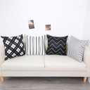 TAJWE Outdoor Waterproof Pillow Covers 16x16 Set of 4 Black and White Modern Geometry Stripe Decorative Cushion Cases for Patio Furniture Couch Porch