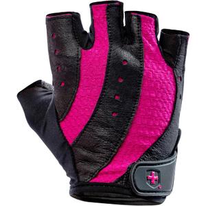 Harbinger Women's Pro Gloves with Vented Cushioned Leather Palm for Weightlifting, Training, Fitness, and Gym Workouts (Medium, Black/Pink)
