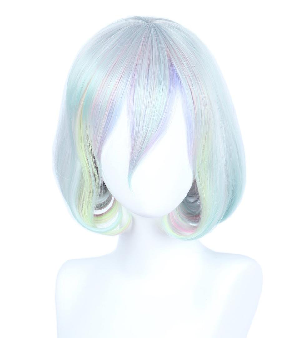 Linfairy Short Bob Harajuku Cosplay Wig Halloween Costume Diamond Wig for Women (ombre)