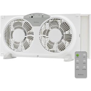 HOLMES 9" Twin Digital Window Fan, Reversible Airflow Blades, In/Out Exchange, 3 Speeds, Built-In Extender Panels, Ideal for Home, Bedroom or Office, Remote Control, White