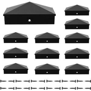 12PCS Aluminum Pyramid 4x4 Wood Fence Post Caps (True/Actual 3.5"x 3.5"), Post Caps 4x4 Cover with Matte Finish Powder Coated Surface,Water-Proof UV-Proof,Keep Post from Cracking and Rotting 12PCS Aluminum Pyramid 4x4 Wood Fence Post Caps (True/Actual 3.5"x 3.5"), Post Caps 4x4 Cover with Matte Finish Powder Coated Surface,Water-Proof UV-Proof,Keep Post from Cracking and Rotting