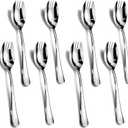 Alata Sporks, 8-Pack Food-grade Stainless Steel Sporks, 7.4 Inches Long Handle Salad Forks For Dessert, Ice Cream, Salad, Soup, Noodle, Spaghetti, Dishwasher Safe (Silver)