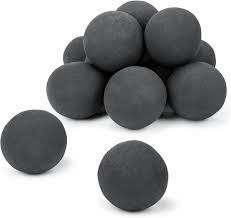 Ceramic Fire Balls for Gas Fire Pits, 4" Set of 12 Reusable Black Fireplace Balls for Indoor and Outdoor Fire Pits, Heaters, Traditional/Gas/Electric Fireplaces