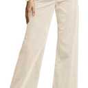 Corduroy Pants Women Elastic Waist Flare Pants Bell Bottom Business Casual Trousers Pants for Women (XX-Large, Apricot)