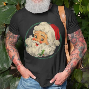 Vintage Christmas Santa Claus Face Old Fashioned T-Shirt 3 XL