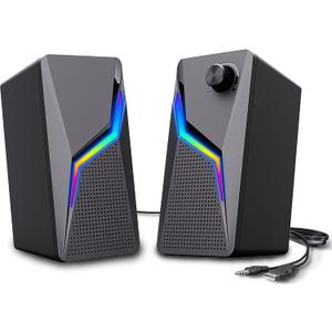 ROSON Computer Speakers, PC Gaming Speakers with Enhanced Bass and Volume Control, Stereo 2.0 USB Powered 3.5mm Aux Multimedia Speakers for Laptop/Desktop/Tablets/Phone