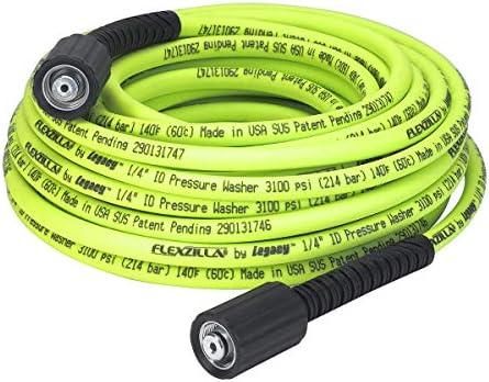 Flexzilla Pressure Washer Hose with M22 Fittings, 1/4 in. x 50 ft., ZillaGreen - HFZPW3450M-E