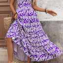 PRETTYGARDEN Womens 2026 Summer Dresses Fashion Clothing Floral Maxi Dress Ruffle Long Flowy Boho Beach Vacation Sundresses (Purple, L)