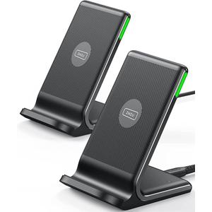 INIU Wireless Charger, [2-Pack] 15W Fast Wireless Charging Stand with Sleep-Friendly Adaptive Light Compatible with iPhone 17 16 15 14 13 12 Pro Max Plus Samsung Galaxy S22 S21 Note 20 etc