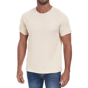 NITAGUT Mens Casual Waffle T-Shirts Short Sleeve Crewneck Solid Summer White, 