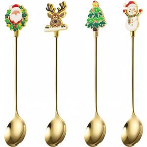 Coffee Spoons & Tea Spoons Set of 4 |Premium 5.6 Inch Stainless Steel Small Spoon | Hot Tea and Cold Dessert Stirring Spoon | Coffee Bar Accessories & Kitchen Decor | Hostess Gifts