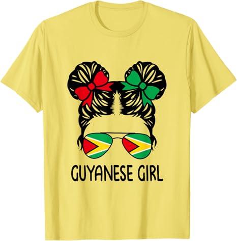 Guyanese Girl Messy Hair Guyana Pride Patriotic Womens Kids T-Shirt ,Yellow,Small