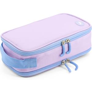 J World New York Doodle Large Capacity Pencil Case. 2 Compartment Pouch Pen Bag for School Teen Girl Boy Women, Purple