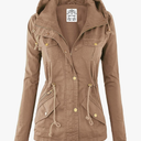 Lock and Love Women's Casual Military Anorak Jacket - Lightweight Detachable Hooded Safari Utility, Size M