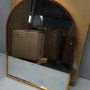 Arched Wall-Mounted Mirror Gold Arch Mirror Aluminum Alloy Frame Bathroom Mirror for Vanity Living Room, Bedroom, and Entryway 20"x16"