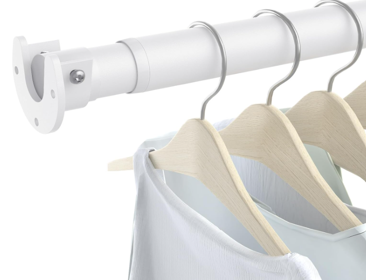 Closet Rods for Hanging Clothes, 17 to 84 Inch Heavy Duty Stepless Adjustable Closet Hanging Rod, 1.3 Inch Diameter Metal Closet Rod for Wardrobes Laundry Bedroom RV, White