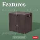 Keter City 30 Gallon Resin Outdoor Storage Box and Patio Furniture Side Table for Pool and Garden Accessories, Brown