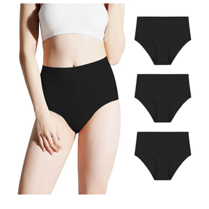 BATTEWA Incontinence Underwear for Women Washable, Leak Proof Underwear, Seamless Panties, Bladder Leak Underwear Protective Briefs High Absorbency 50ml, 3 Pack (Black, Large)
