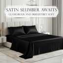 DECOLURE Satin Bed Sheets - 4 Piece Luxury Silky Full Size Bedding Set - Softer Than Silk, Wrinkle-Free with 15 Deep Pocket Fitted Sheet, Perfect for Hair & Skin, Gifts for Women (Black)