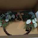 12 Inch Olive Norfolk Pine Christmas Wreath with Wooden Bead Bell Christmas Kitchen Cabinet Wreath for Front Door Farmhouse Rustic Xmas Artificial Door(Khaki,Rustic)