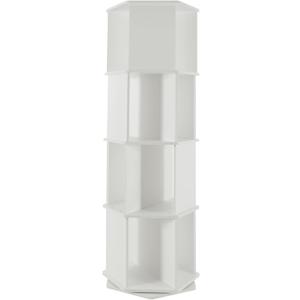 4 Tier Rotating Bookshelf Floor Standing Corner Rotating Bookcase, 360 Display Floor Standing Bookcase Storage Rack, Rotating Bookshelf Tower for Bedrooms Study Areas Living Rooms
