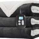 LaffyLo Electric Heated Blanket Twin Size 62 x 84, Fast Heating Blanket, Dual-Sided Flannel Sherpa, 10 Heat Settings, 1-12 Hour Auto Off, Machine Washable, Dark Grey