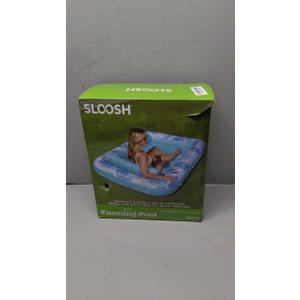 SLOOSH Inflatable Tanning Pool Lounger Float, 70" x 46" Pool Floats Adult with Pillow, 4 in 1 Suntan Tub Raft Floatie,Sunbathing Bed Lounge for Water Blow Up Kids Ball Pit Party Gifts, L-Blue
