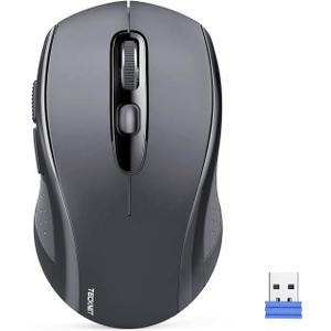 TECKNET Bluetooth Mouse, 4000DPI Wireless Mice for Laptop 2-in-1(BT 5.0/3.0+2.4Ghz) Computer Portable PC Mouse Wireless with USB Receiver for Mac (USB-A+Bluetooth, Light Black)