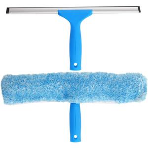 MR.SIGA Professional Window Cleaning Combo - Squeegee & Microfiber Window Scrubber, 14" (Blue)