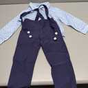 YALLET Toddler Baby Boy Clothes Polo Neck Long Sleeve Tops with Removable Bowtie + Overalls Fall Winter Outfits Set 1-5T (18-24 Months, Blue/Navy Blue)