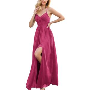 Women's 2026 Elegant Formal Gown Summer Long Prom Dress Wedding Bridesmaid Guest Evening Party Cocktail Maxi Dress (#1 Rose Red), Size Small