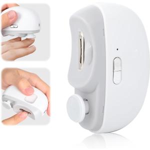 Electric Nail Clipper,2 in 1 Automatic Nail Trimmer with Polishing,Portable Fingernail Cutter 2 Speeds File Nail Clip Storage Rechargeable Safety Trimmer for Baby, Kids, Adults, Seniors (White)