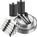 BESTSTAR 175PCS Clear and Black Disposable Plates Set for 25 Guests, 50 Plastic Plates, 25 Cups, 25 PreRolled Napkins with Plastic Cutlery for Party, Birthday, Wedding, Thanksgiving, Christmas