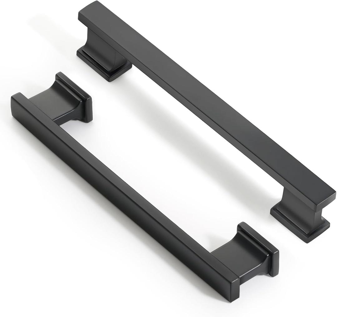 Matte Black Kitchen Square Cabinet Handles 5 Inch 10 Pack