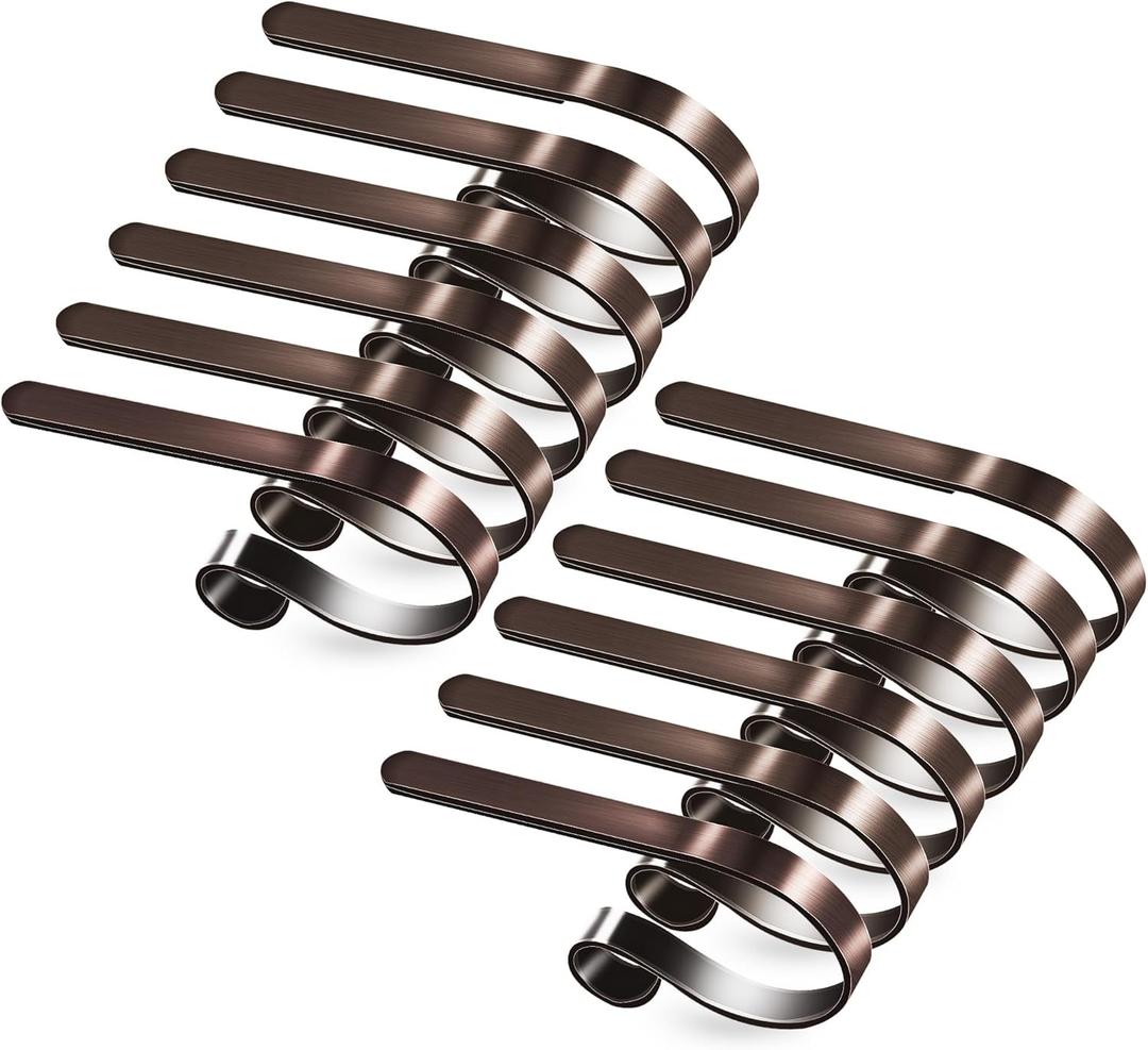 Loncaster Christmas Stocking Holders for Mantle Set of 12, Non-Slip Adjustable Stocking Holders, Stocking Hanger for Christmas Party Decorations(Bronze)