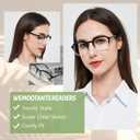 Large Reading Glasses Women Trendy Thick Square Readers 1.0 1.25 1.5 1.75 2.0 to 4.0 5.0 6.0 Spring Hinge (Slim Rim-black/Clear)