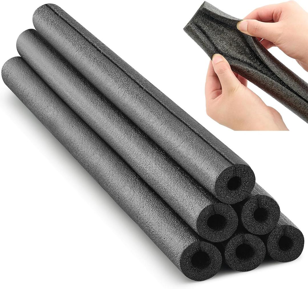 Amylove 6 Pcs 2 Feet Foam Pipe Insulation Foam Tube Insulating Water Pipe Pool Swim Noodles Pre Slit Heat Preservation Pipes Covers for Tubing Outdoor Winter Freeze Protection(Black, 1/2 Inch)