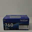 Brother Genuine High-Yield Black Toner Cartridge Twin Pack TN760 2Pk, TN7602PK,2 Pack