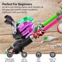Lanaak Kids Fishing Pole, Kids Portable Telescopic Fishing Rod Set, Tackle Box and Fishing Net Combo Kit, Kids Fishing Gear for Boys and Girls Age 5-10 and Youth, 2 Pack (Camo Pink and Camo Green), 3.9FT