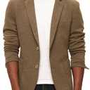 PJ PAUL JONES Casual Blazer Jackets for Men Two Button Lightweight Knit Sport Coat Men Brown L