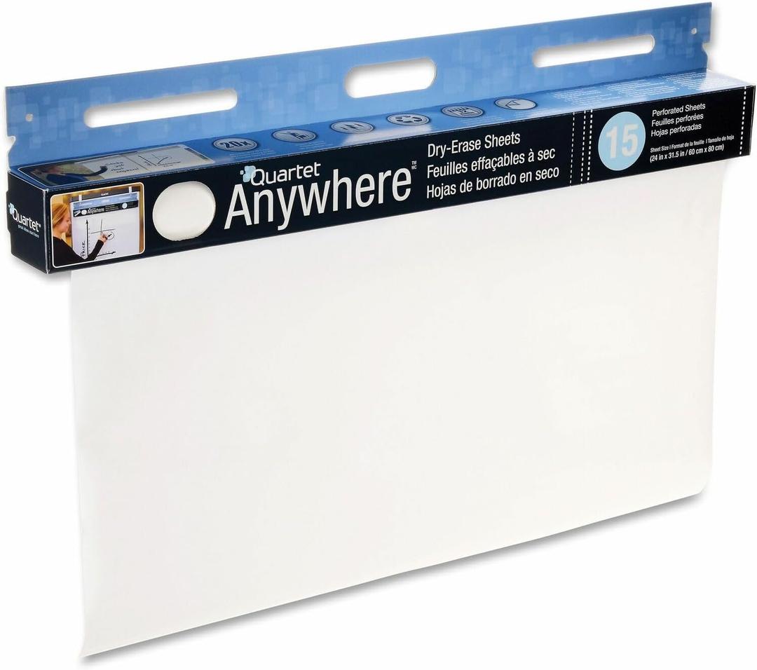 Quartet Dry Erase Sheets, Anywhere, 24" x 31-1/2", 15 Sheets (85563)