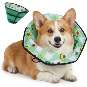 Soft Dog Cone Collar After Surgery: Foldable Long Comfortable Comfy Fabric Recovery Shame Elizabethan Stop Licking  Dogs (Green, L) (L(Neck:12.2"-15.75"/Depth:10.24"))